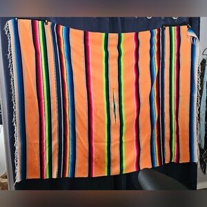 Vibrant Orange Serape Mexican Blanket